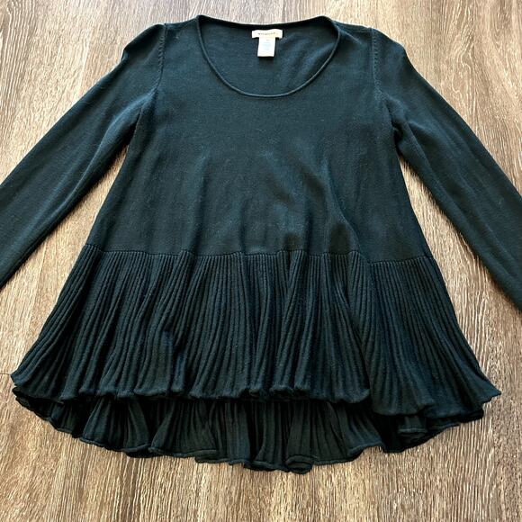 Max Studio Forest Green Peplum Knit Sweater Sz Medium Long Sleeve Flowy Top GUC - Picture 6 of 8